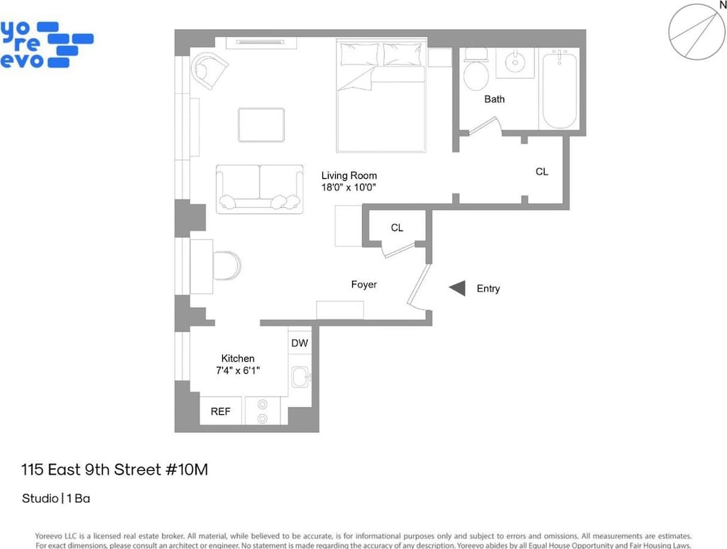 115 E 9th St Unit 10M, New York City, NY 10003 - view of room layout