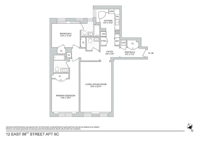 12 E 88th St Unit 6C, New York City, NY 10128 - floor plan / room layout