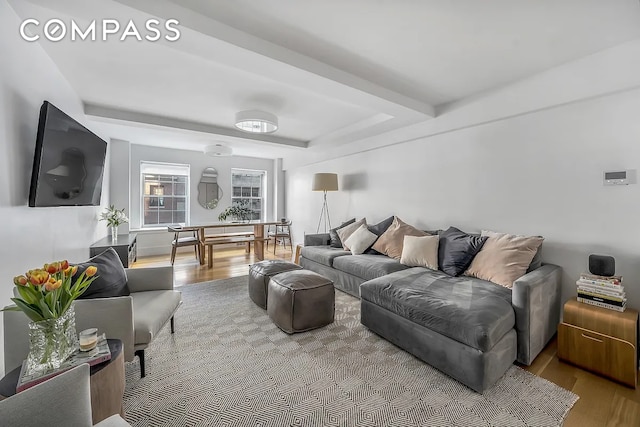 living area featuring wood finished floors