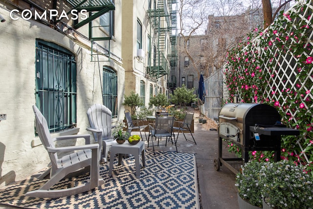 352 W 117th St Unit 1E, New York City, NY 10026 - view of patio / terrace featuring grilling area and outdoor dining space