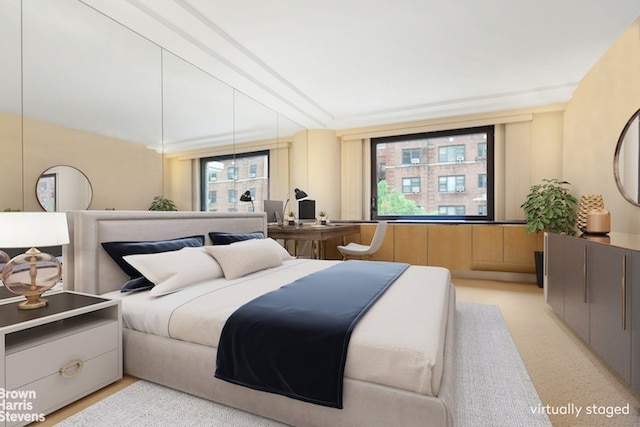 bedroom with multiple windows