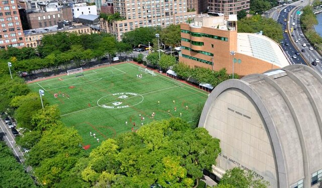 view of sport court with a view of city