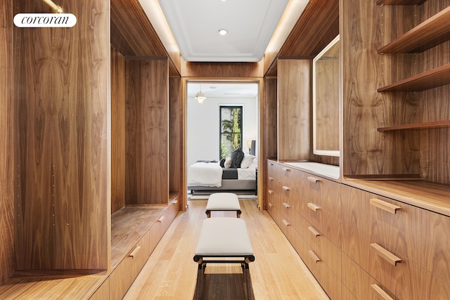 walk in closet featuring light wood-style flooring