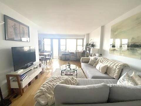 living room with wood finished floors