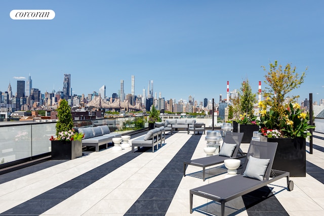 27-09 40th Ave Unit 3G, New York City, NY 11101 - view of patio featuring a skyline view and an outdoor hangout area