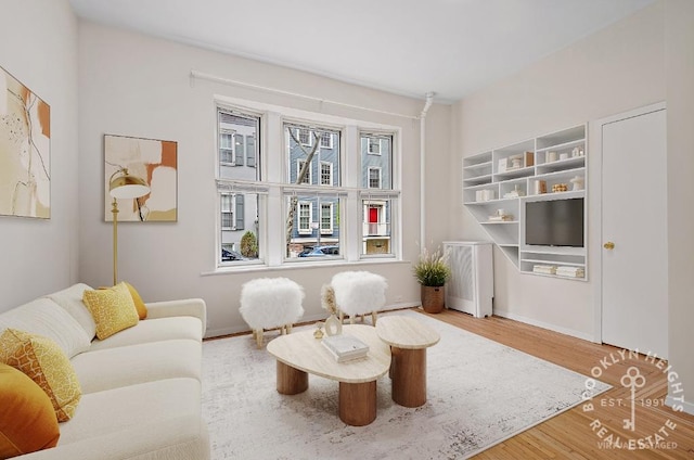 living area featuring wood finished floors