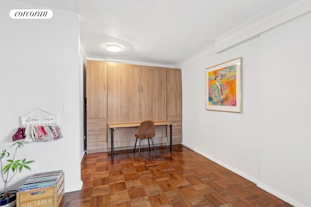 home office featuring visible vents and baseboards