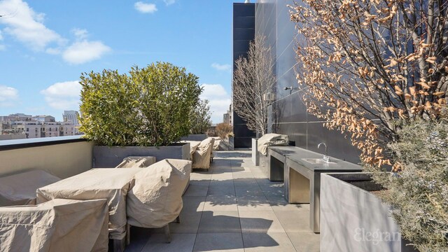 261 W 25th St Unit 1-C, New York City, NY 10001 - view of patio / terrace featuring an outdoor living space, heating unit, and outdoor dining space