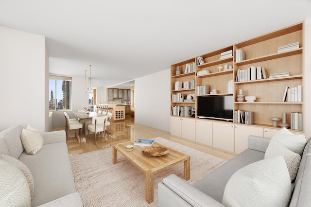 living area with light wood-style floors