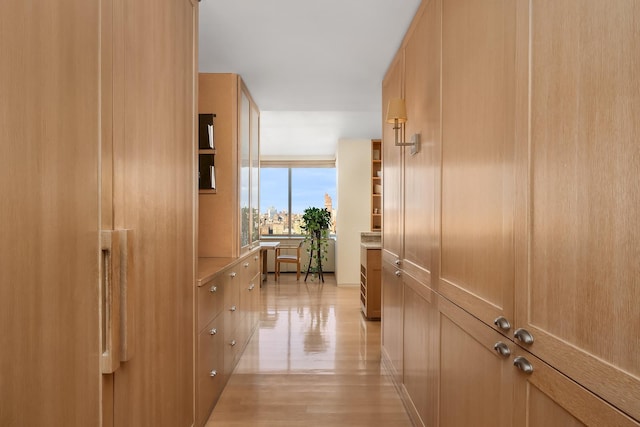 corridor with light wood-style flooring