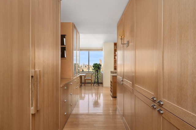 hallway featuring light wood-type flooring