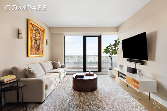 living area featuring wood finished floors