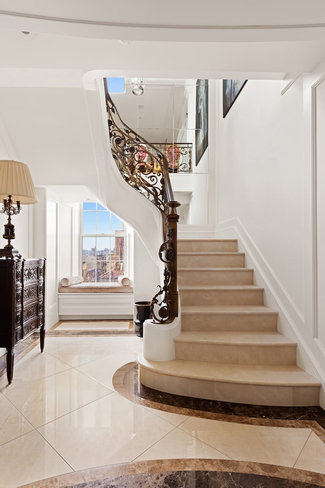 895 Park Ave Unit 16/17/18A, New York City, NY 10075 - stairs featuring a towering ceiling
