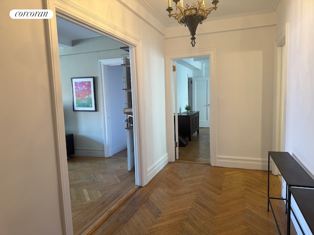 600 W 111th St Unit 10D, New York City, NY 10025 - hall with a chandelier and crown molding
