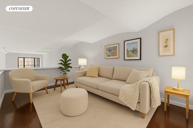 39 E 12th St Unit 507, New York City, NY 10003 - living room with vaulted ceiling and wood finished floors
