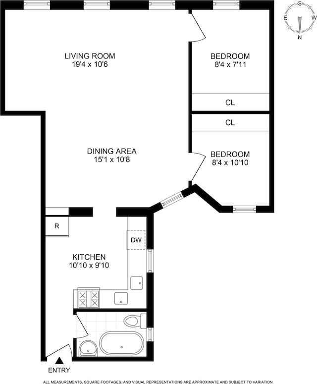 211 W 10th St Unit 6D, New York City, NY 10014 - view of floor plan / room layout