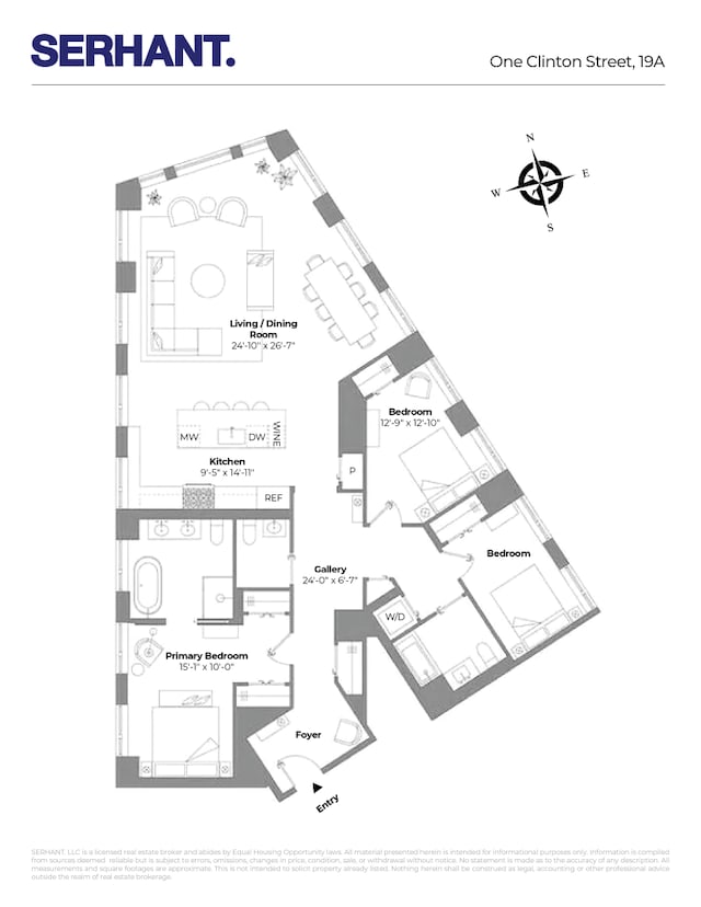 1 Clinton St Unit 19A, New York City, NY 11201 - floor plan