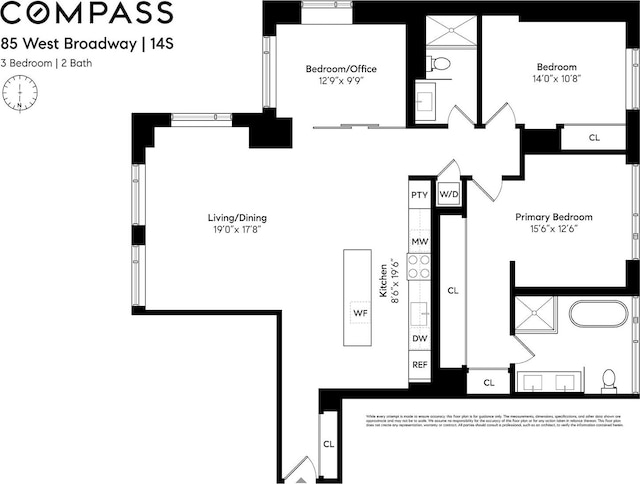 85 W Broadway Unit 14S, New York City, NY 10007 - floor plan / room layout