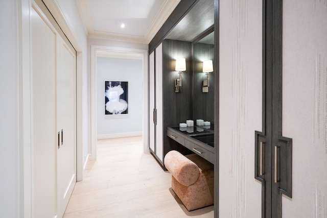 10 Jay St Unit 4, New York City, NY 10013 - corridor featuring light wood-type flooring, ornamental molding, and baseboards
