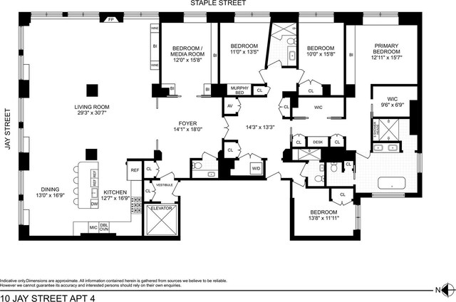10 Jay St Unit 4, New York City, NY 10013 - room layout