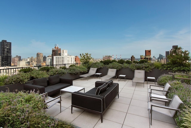 200 E 62nd St Unit 23D, New York City, NY 10065 - view of patio / terrace with a skyline view and outdoor lounge area