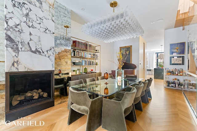 26 W 95th St, New York City, NY 10025 - dining space with a large fireplace and recessed lighting