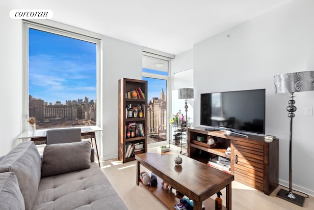 340 E 23rd St Unit Ph1B, New York City, NY 10010 - living room featuring light wood-style flooring
