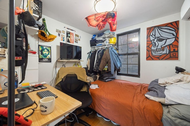 118 Kingsland Ave Unit 1, New York City, NY 11222 - office area featuring wood finished floors and a wall unit AC