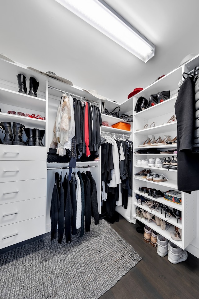 spacious closet featuring wood finished floors