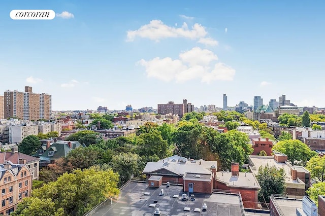 drone / aerial view with a city view