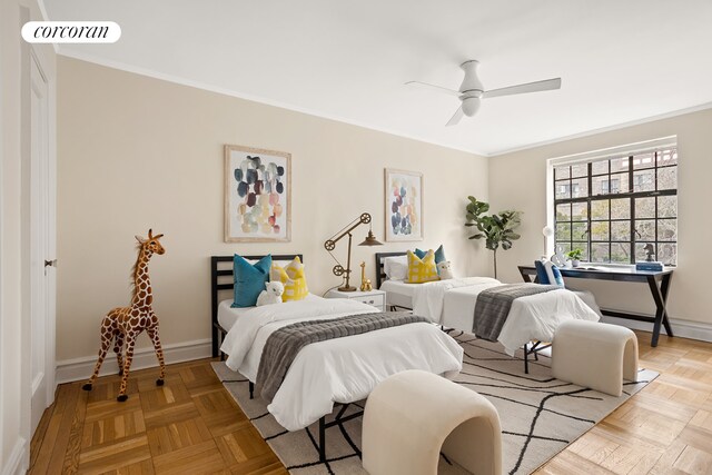 116 Pinehurst Ave Unit M43, New York City, NY 10033 - bedroom with crown molding and a ceiling fan