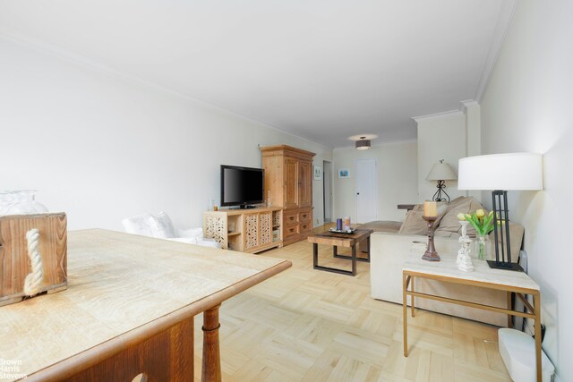166 E 35th St Unit 10G, New York City, NY 10016 - living area with crown molding