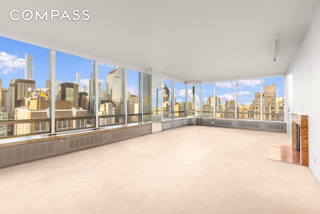 interior space featuring a view of city