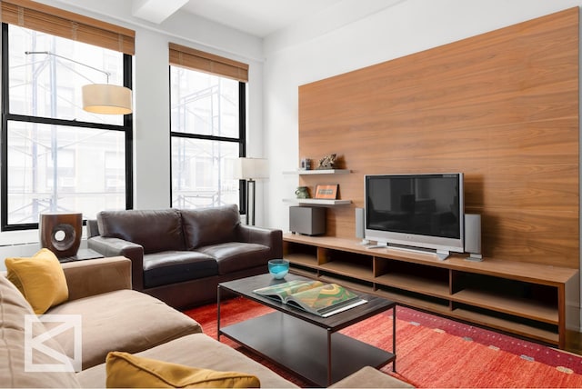 living area with wood finished floors