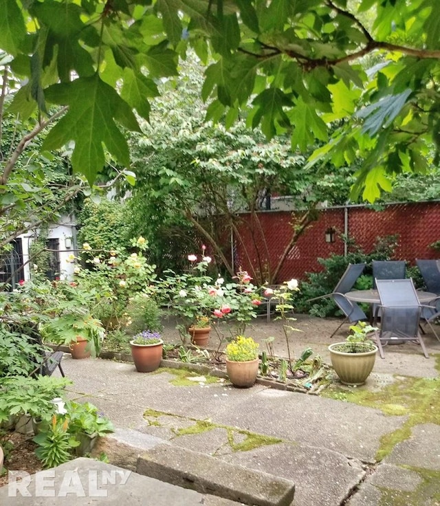 view of yard with a patio area and fence