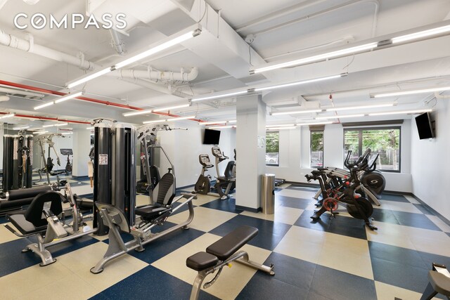 gym featuring tile patterned floors