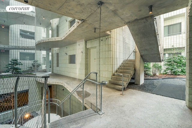 view of patio featuring stairs