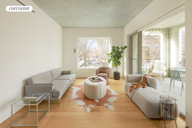 sitting room with wood finished floors