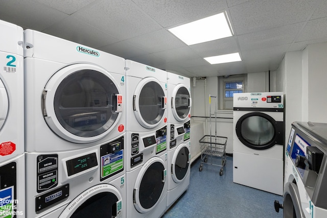 shared laundry area featuring independent washer and dryer and stacked washer and clothes dryer