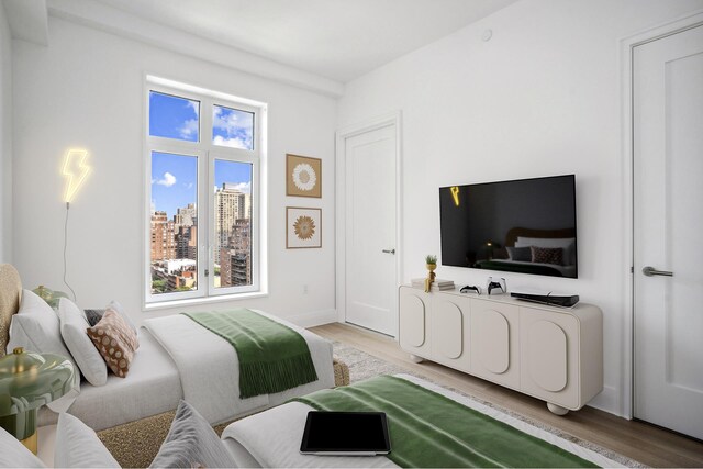 living area with light wood-type flooring