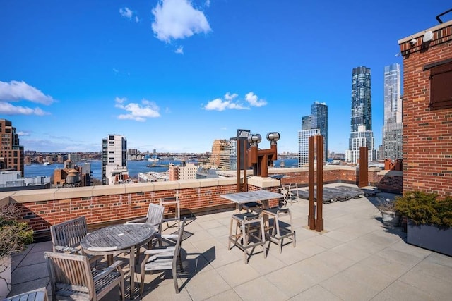 view of patio with a view of city