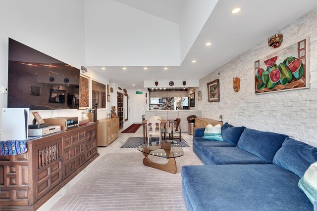 91-16 Shore Front Pkwy Unit 6H, New York City, NY 11693 - living room with recessed lighting and a towering ceiling