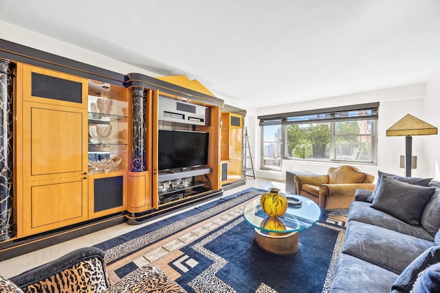 view of tiled living room