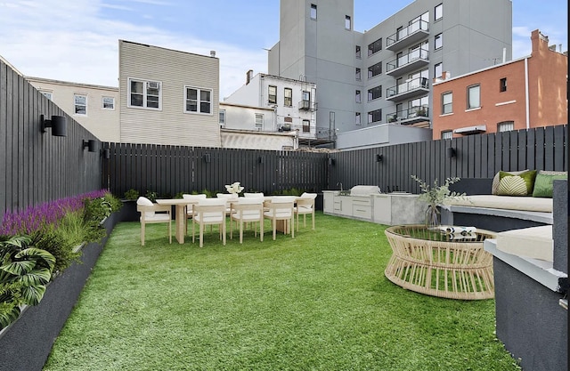 view of yard with fence