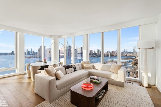 sunroom featuring a view of city