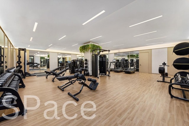 215 W 28th St Unit 14C, New York City, NY 10001 - gym with wood finished floors