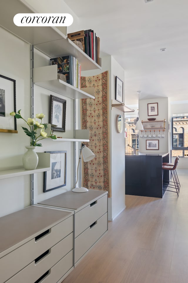 interior space featuring light wood finished floors