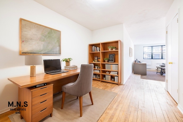 office space featuring light wood-type flooring