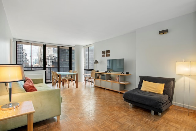 living area with baseboards