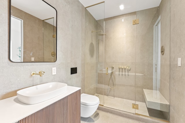 28 Herbert St Unit 4C, New York City, NY 11222 - full bath with toilet, a stall shower, vanity, and tile patterned floors
